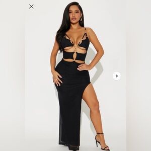 Fashion Nova Black Mesh Detail Dress